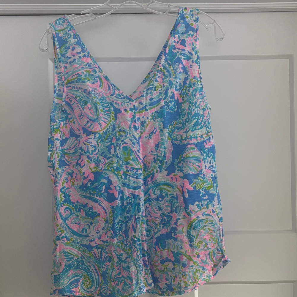 Lilly Pulitzer Blue and Pink Paisley Tank